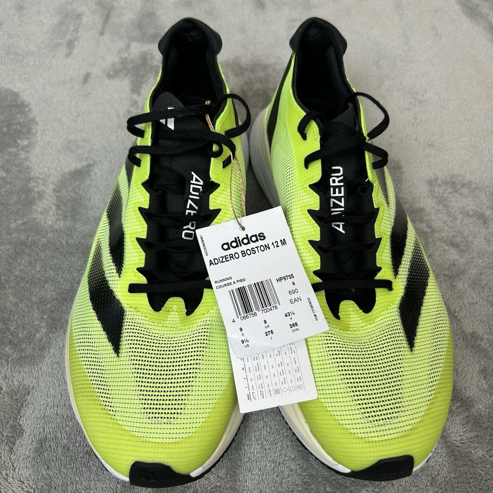 Adidas Adizero Boston 12 running shoe in the "Lucid Lemon Black" Men's Size 9.5 - Picture 14 of 16